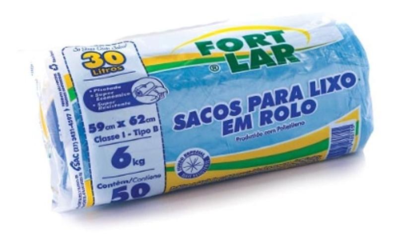 Imagem de Saco Para Lixo 30 Lts Azul Rolo 59x62 150 Unid Fortlar