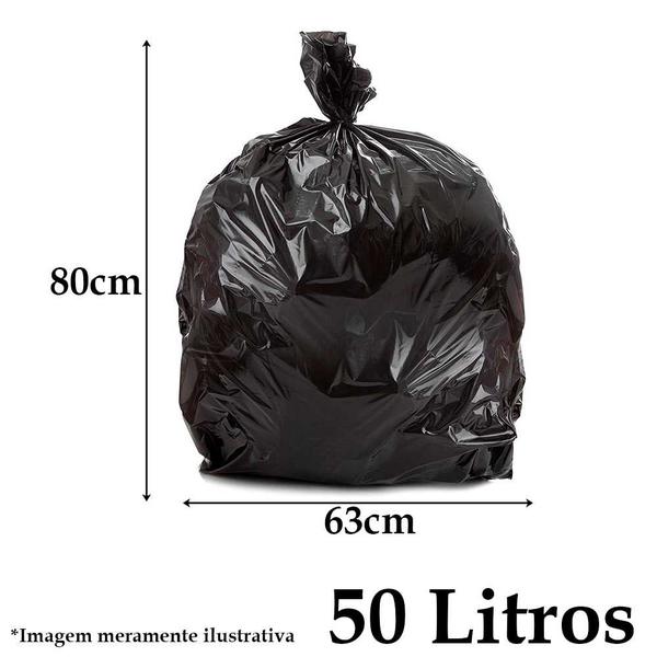 Imagem de Saco para lixo almofada leve reforçado preto 50 litros 10 un prático econômico uso doméstico Sanremo