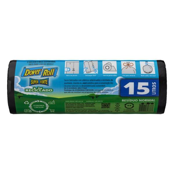 Imagem de Saco Para Lixo Super Forte Reciclado 15L 40un - Dover Roll