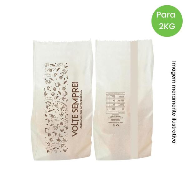 Imagem de Saco para pão Kraft de Papel Branco de 2kg com impressão 201cVolte Sempre201d com 500 unidades