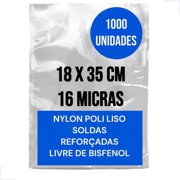 Imagem de SACO PLASTICO A VACUO 18x35 MICRA 16 EMBALAGEM 1000 UNIDADES