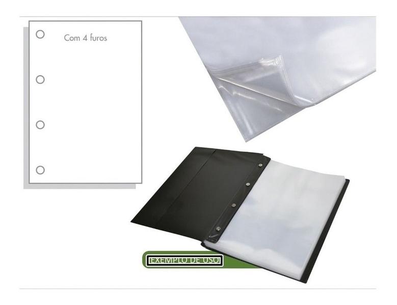 Imagem de Saco Plastico Envelope 24x33 0,10 A4 Ofício 4 furos C/10 Und