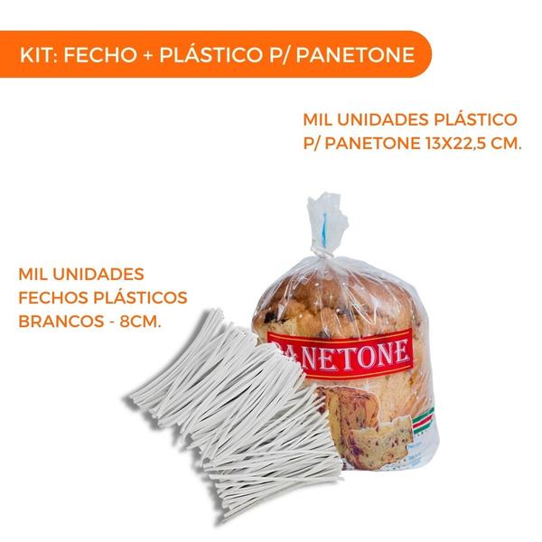 Imagem de Saco plástico para panetone de 100g com 1000 un. + fecho