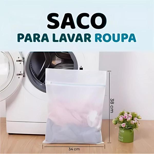 Imagem de Saco Proteção Para Lavar Roupa com Zíper Pequeno 