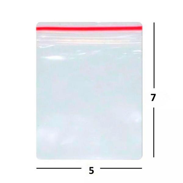 Imagem de Saco Saquinho Plástico Hermético Tipo Zip Lock N1 - 5x7cm - 100 Unidades