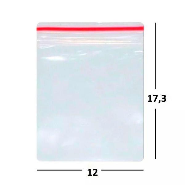 Imagem de Saco Saquinho Plástico Hermético Tipo Zip Lock N6 - 12x17,3cm - 100 Unidades