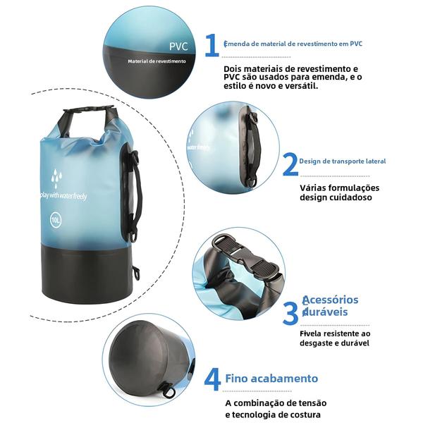 Imagem de Saco Seco à Prova d'Água de PVC para Mergulho, Rafting, Praia e Natação - 2L, 5L, 10L e 20L