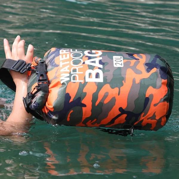 Imagem de Saco Seco Impermeável de PVC com Camuflagem - Ideal para Rafting, Mergulho e Natação