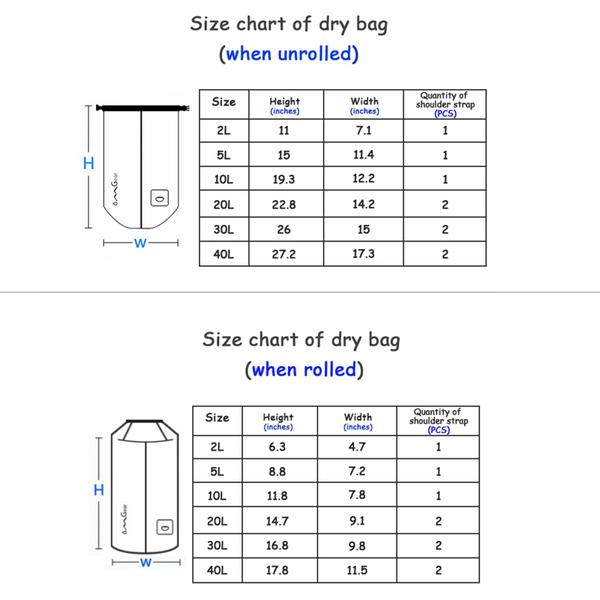 Imagem de Saco seco impermeável OMGear Camping Gear Dry Sack 2L/5L/10L/20L/30L/40L