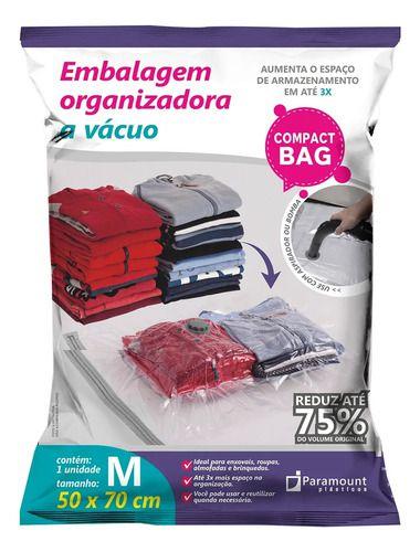 Imagem de Saco Vácuo Organizador Roupas Cobertores Edredon 20 X 70 Cm