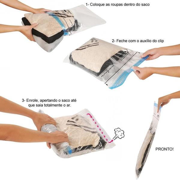 Saco Vácuo Vac Bag Ordene Trip Bag 40X60 Protetor Roupa 12Un Imagem de Saco Vácuo Vac Bag Ordene Trip Bag 40X60 Protetor Roupa 12Un