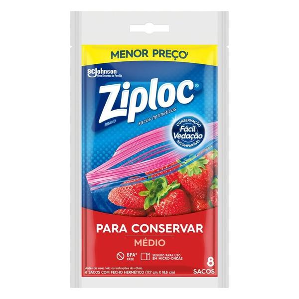 Imagem de Saco Ziploc Armazenamento Médio com 8 unidades