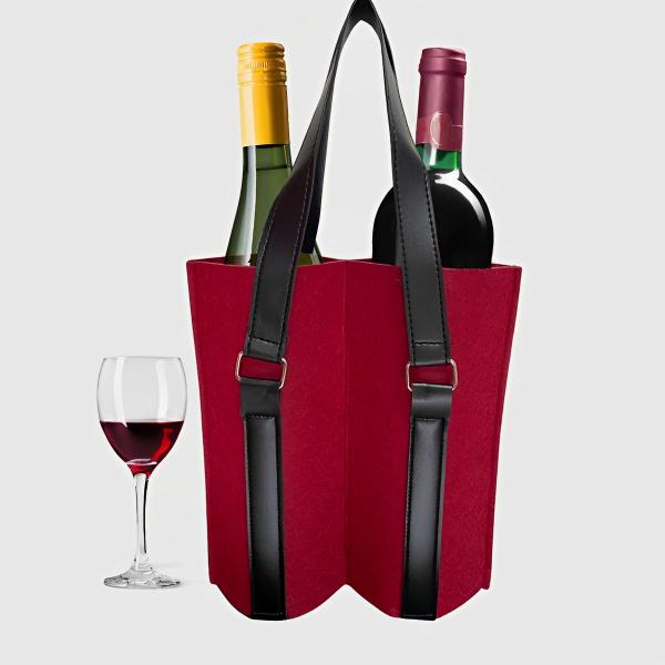 Imagem de Sacola Bolsa Reutilizável Dupla Para Vino Com Alça Para Transportar 2 Garrafas