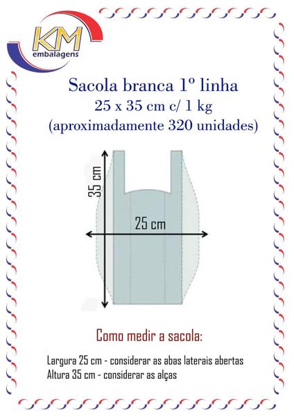 Imagem de Sacola branca 25 x 35 cm 1º linha - 1 Kg - sacola plástica (993)