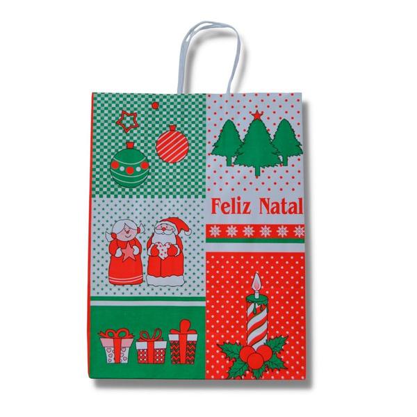 Imagem de Sacola de Papel - Feliz Natal - Ref:4167 - 17,5 x 8,5 x 21,5 - 10 unidades - WMA - Rizzo