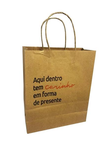Sacola De Papel Impresso Kraft Com Alça P 26X21X9Cm C/25 - Vinco Imagem de Sacola De Papel Impresso Kraft Com Alça P 26X21X9Cm C/25
