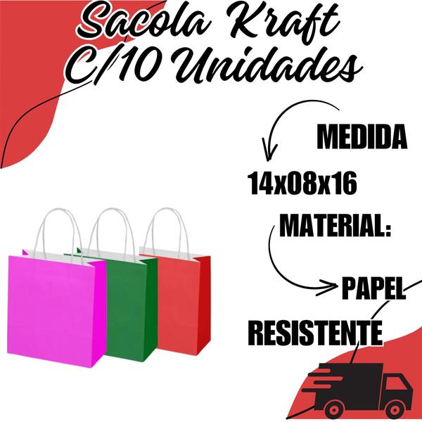 Imagem de Sacola de Papel Kraft C/10Un 14x08x16 Lembrancinha Surpresa