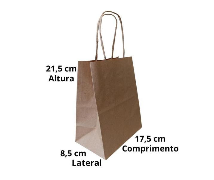 Sacola de Papel Kraft Natural Alça Torcida P 17,5x8,5x21,5cm - Dsitrbuidora Brita Imagem de Sacola de Papel Kraft Natural Alça Torcida P 17,5x8,5x21,5cm