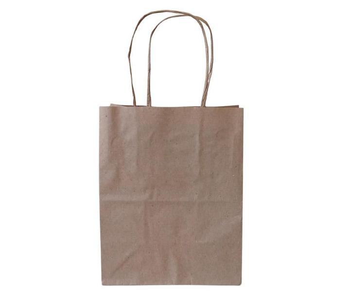 Sacola de Papel Kraft Natural Alça Torcida P 17,5x8,5x21,5cm - Dsitrbuidora Brita Imagem de Sacola de Papel Kraft Natural Alça Torcida P 17,5x8,5x21,5cm
