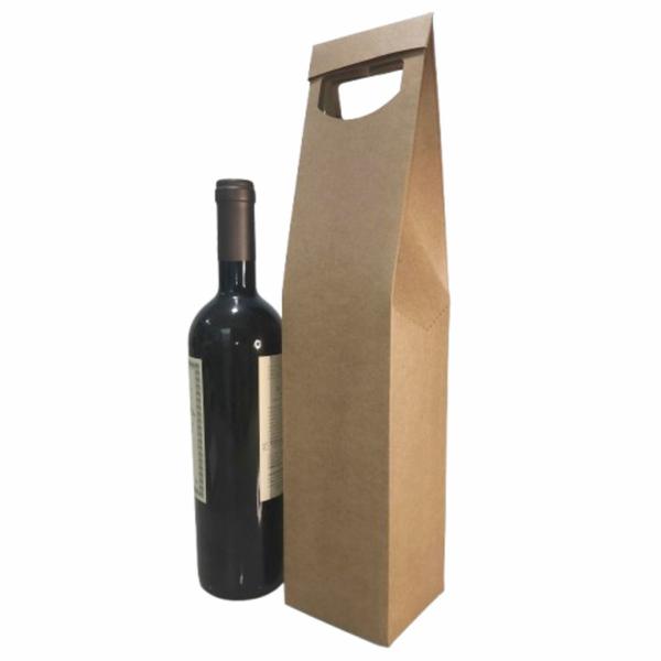 Imagem de Sacola Embalagem De Papel Kraft 280G Para Garrafa De Vinho E Bebida 30 Unidades