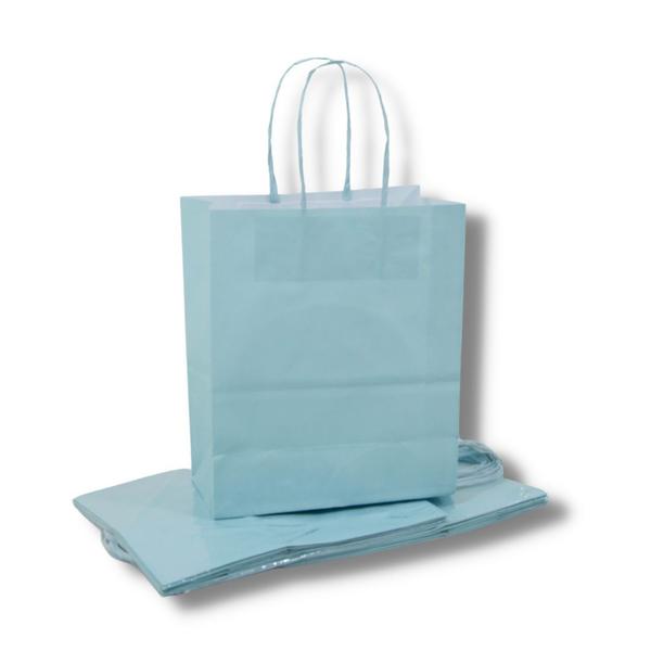 Imagem de Sacola kraft azul bebe  17,5x8,5x21,5cm com 10 unidades.