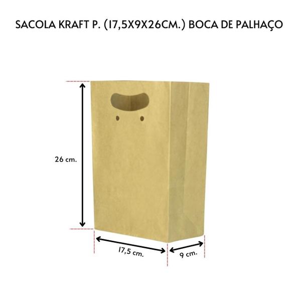 Imagem de Sacola Kraft Boca De Palhaço P. 17,5x9x26 Cm. Com 100 Un.