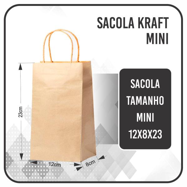 Imagem de Sacola Kraft Mini Lisa S/ Impressão - 10 Unidades - 12x8x23