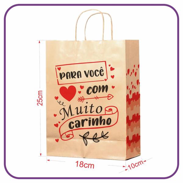 Imagem de Sacola Kraft para Presente - 50 Unidades -PP (18x10x25) (MC)