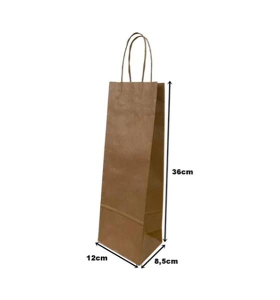 Imagem de Sacola Kraft Para Vinho Com Fundo Reforçado 100 Unidades 12x36x8,5cm Oferta