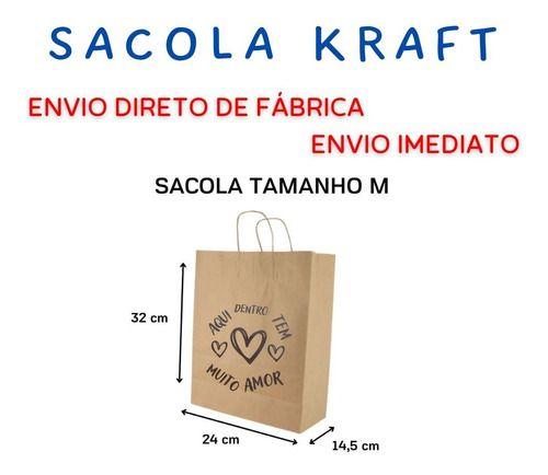 Imagem de Sacola Kraft Personalizada Coração M 50 Unidades