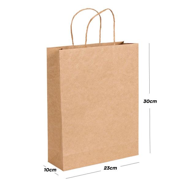 Sacola Papel Kraft Alça M 23x30x10cm 50und - Online Embalagens Imagem de Sacola Papel Kraft Alça M 23x30x10cm 50und