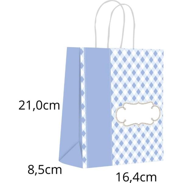 Sacola para Presente Decorada BABY Azul P 16,4X21X8,5CM PCT.C/10 - SCRITY Imagem de Sacola para Presente Decorada BABY Azul P 16,4X21X8,5CM PCT.C/10