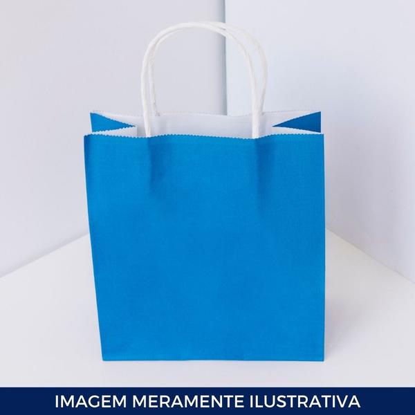 Imagem de Sacola para presente kraft azul 17,5x8,0x21,5 c/ 10 un.