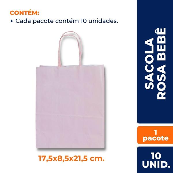 Sacola para presente kraft rosa bebe 17,5x8,0x21,5 c/ 10 un. - TAMAROZZI Imagem de Sacola para presente kraft rosa bebe 17,5x8,0x21,5 c/ 10 un.