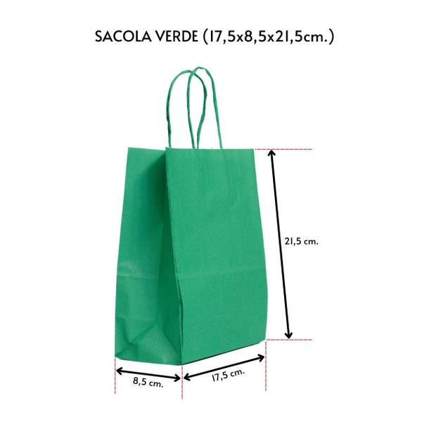 Imagem de Sacola para presente kraft verde 17,5x8,0x21,5 c/ 10 un.