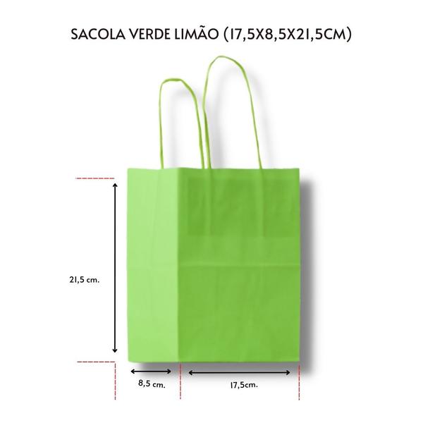 Imagem de Sacola verde limao (17,5x8,5x21,5cm) c/ 10x10 un.