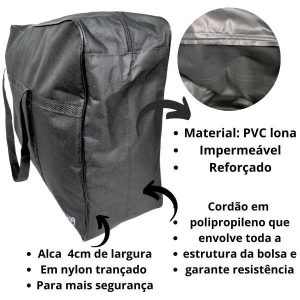 Imagem de Sacolão Bolsa De Viajem Despachar Grande Preto Reforçado