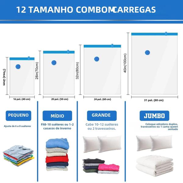 Imagem de Sacos de Armazenamento a Vácuo para Economia de Espaço - Organizadores de Guarda-Roupa