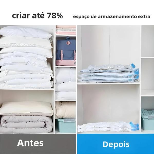 Imagem de Sacos de Armazenamento à Vácuo para Roupas e Travesseiros - Compressão para Viagem e Organização de Armário