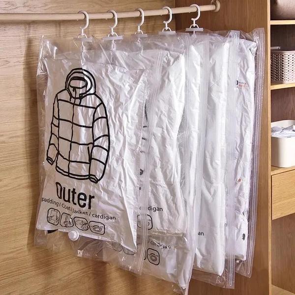 Imagem de Sacos de Armazenamento a Vácuo Transparentes para Roupas - Organizador de Guarda-Roupa Compacto