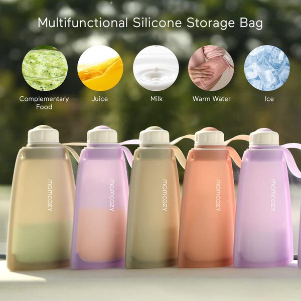 Imagem de Sacos de armazenamento de leite materno Momcozy Silicone 250mL 5 unidades cinza