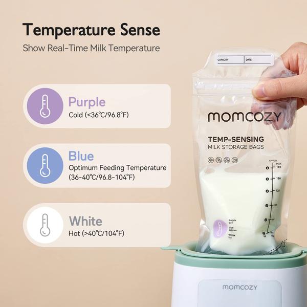 Imagem de Sacos de armazenamento de leite materno Momcozy Temp-Sensing 180 mL 120 unidades