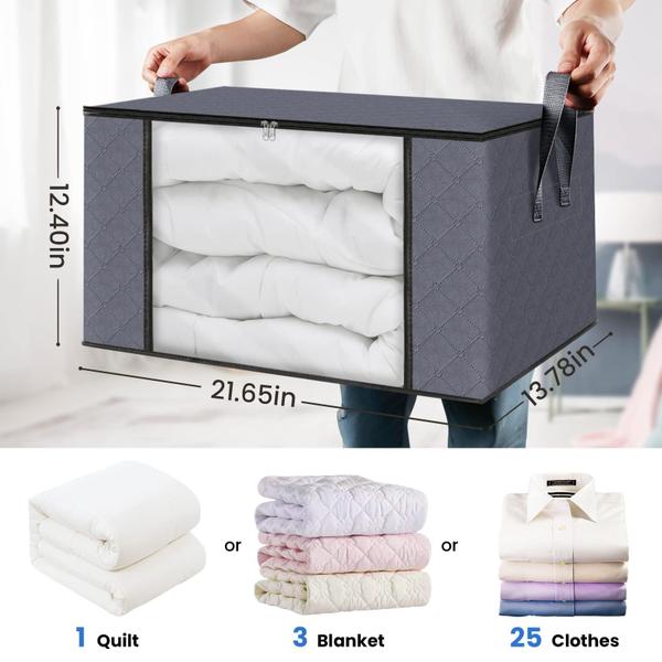 Imagem de Sacos de armazenamento Fab Totes, pacote com 6 roupas, armazenamento de roupas, 60 litros, cinza