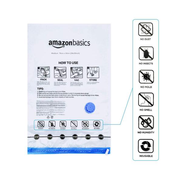 Imagem de Sacos de armazenamento por compressão a vácuo Amazon Basics 20 Pack Clear