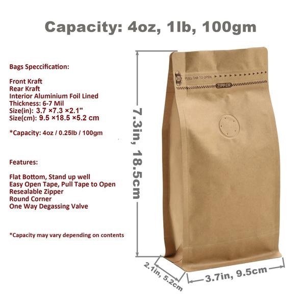 Sacos de café EVERPACK High Barrier Kraft Paper 100x4ml Imagem de Sacos de café EVERPACK High Barrier Kraft Paper 100x4ml