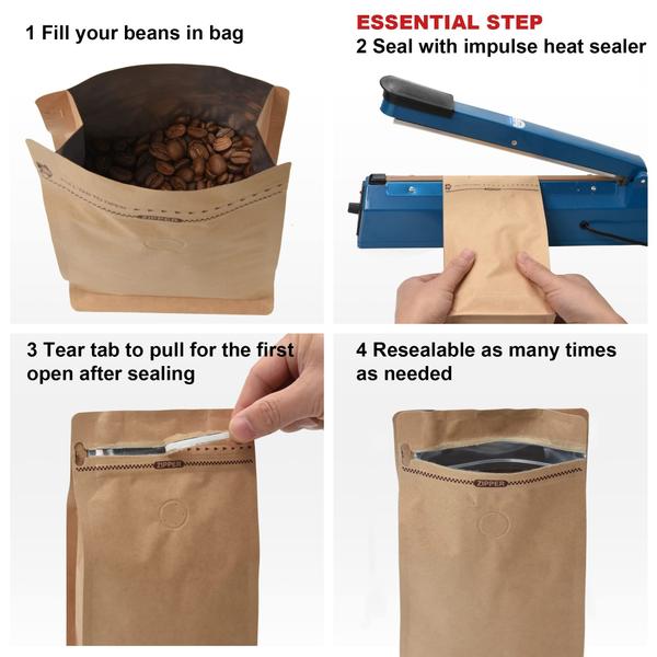 Sacos de café EVERPACK High Barrier Kraft Paper 100x4ml Imagem de Sacos de café EVERPACK High Barrier Kraft Paper 100x4ml