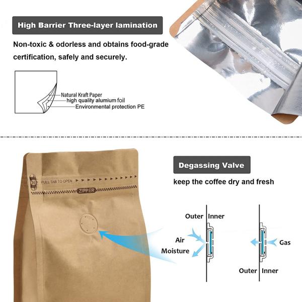 Imagem de Sacos de café EVERPACK High Barrier Kraft Paper 100x4ml