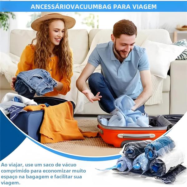 Imagem de Sacos de Compressão para Viagem - Economize Espaço na Bagagem e em Cruzeiros