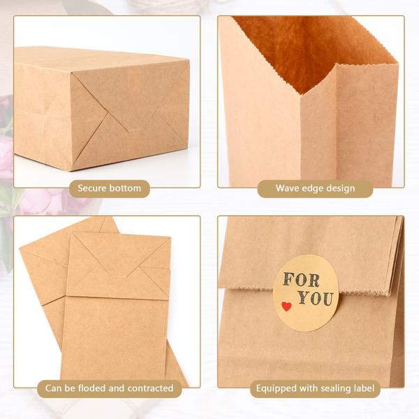 Imagem de Sacos de papel GCQQ Beauty Mini Kraft de 1 kg com adesivos 100 unidades