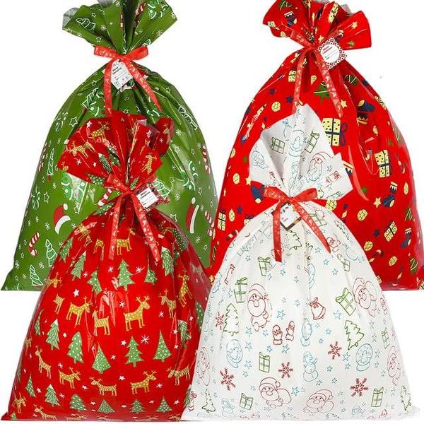 Imagem de Sacos de presente de Natal Kidtion Large 91 cm x 112 cm (4 unidades)